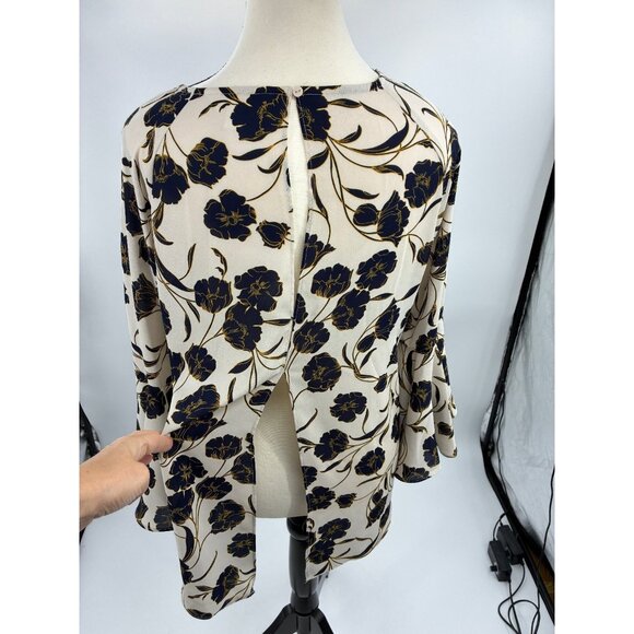 Lauren Conrad Womens Size M Floral Blouse Long Sleeve Tunic Top Shirt Flowy - Picture 4 of 6